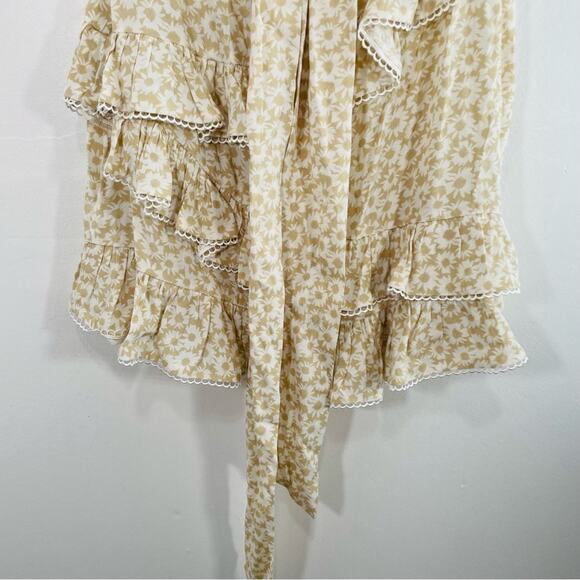 Sundays Cream White Ditsy Floral Strapless Ruffle Tie Back Mini Dress Small - Picture 10 of 11